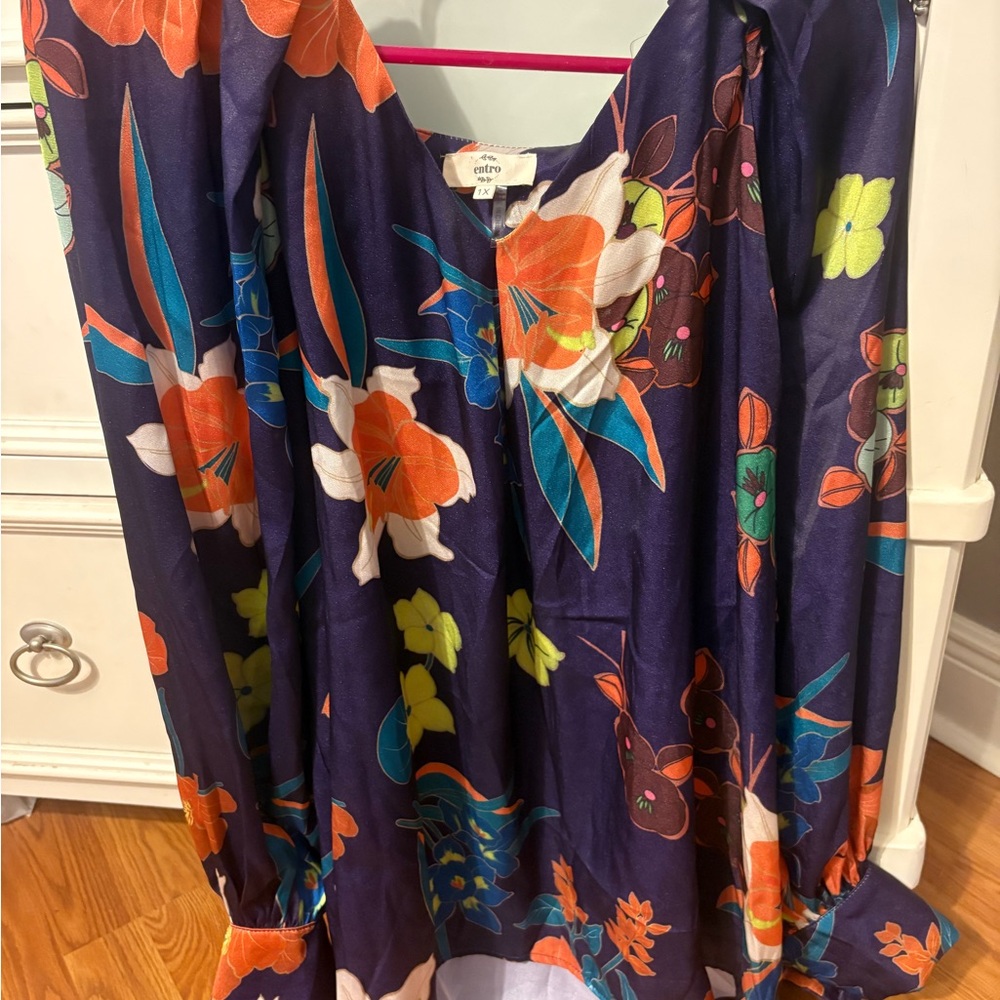 Entro Colorful Floral Blouse 1X